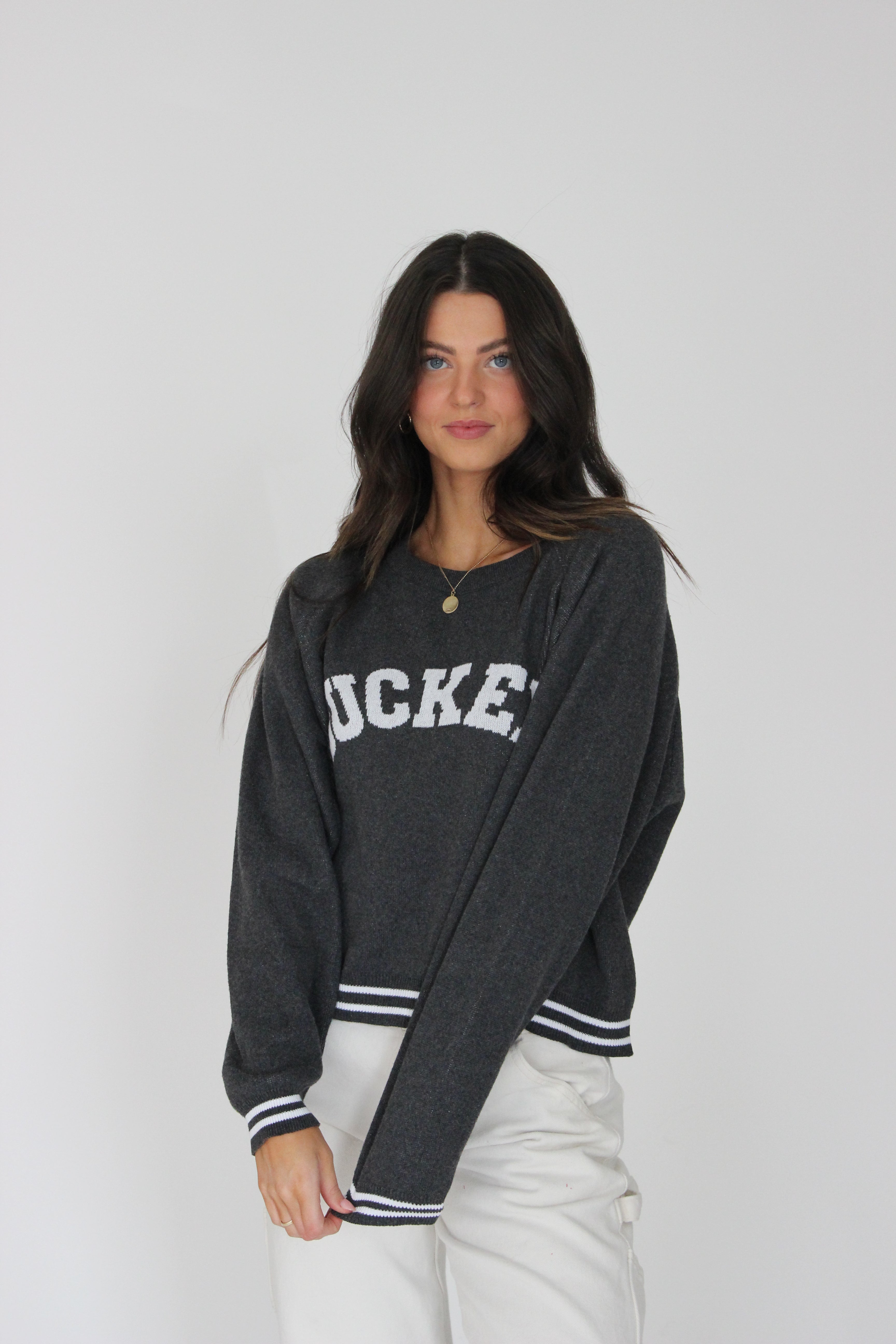 Raglan Buckeye Sweater (Charcoal Grey)